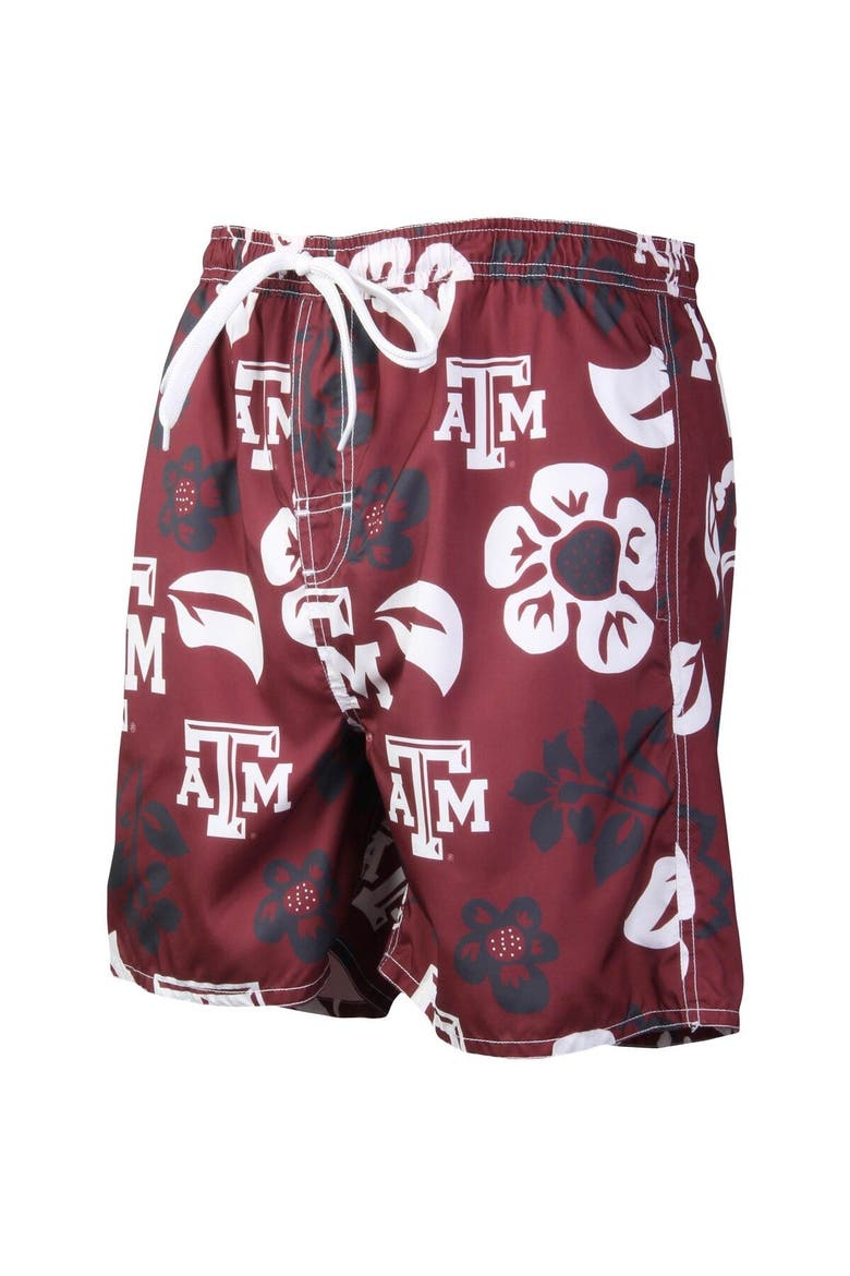 Men's Wes & Willy Maroon Texas A&M Aggies Floral Volley Logo Swim Trunks, Alternate, color, Maroon