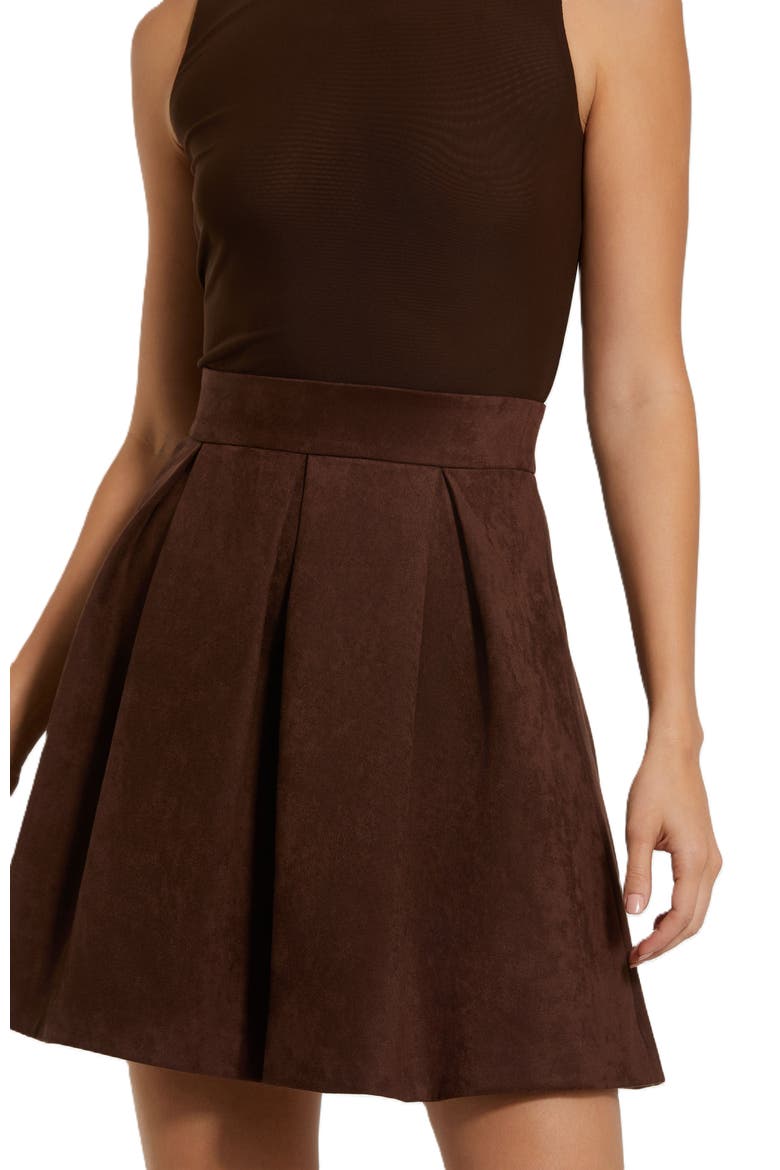 Sleeveless Mesh And Suede A Line Mini Dress, Alternate, color, Chocolate