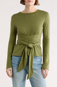 GO COUTURE Tie Front Knit Sweater