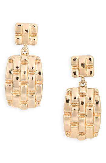 Ettika Quilted Rectangle Earrings In Gold