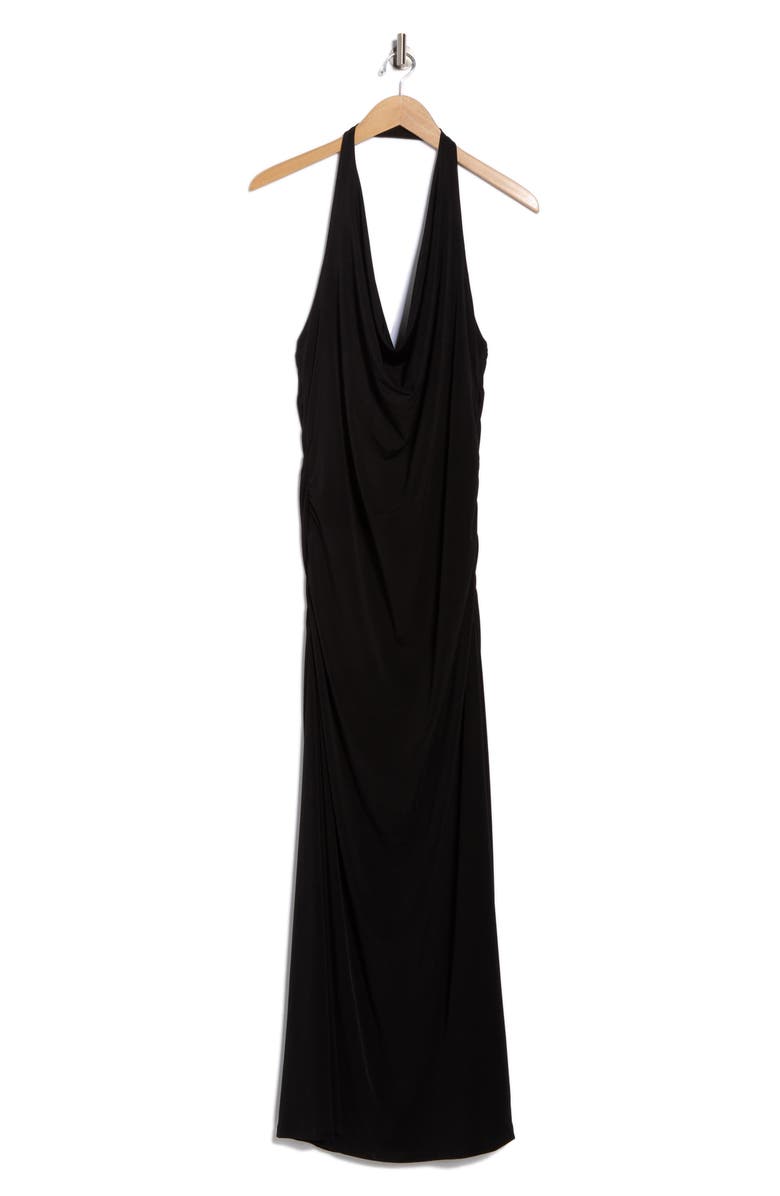 Renee C Ruched Back Halter Dress, Alternate, color, Black
