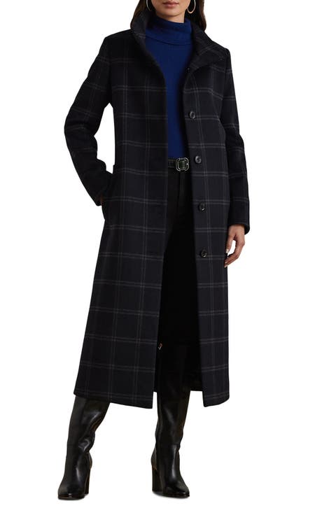 Plaid Wool Blend Longline Coat