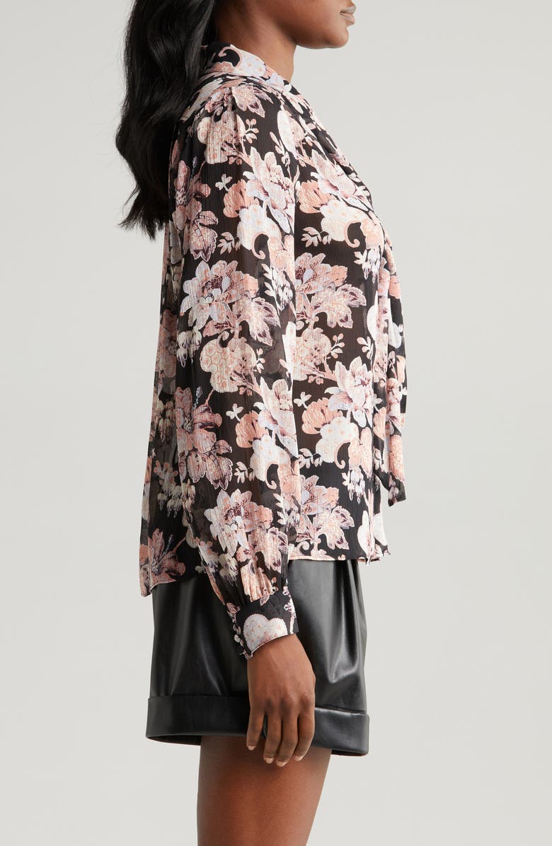 Kirstie Floral Tie Neck Silk Shirt