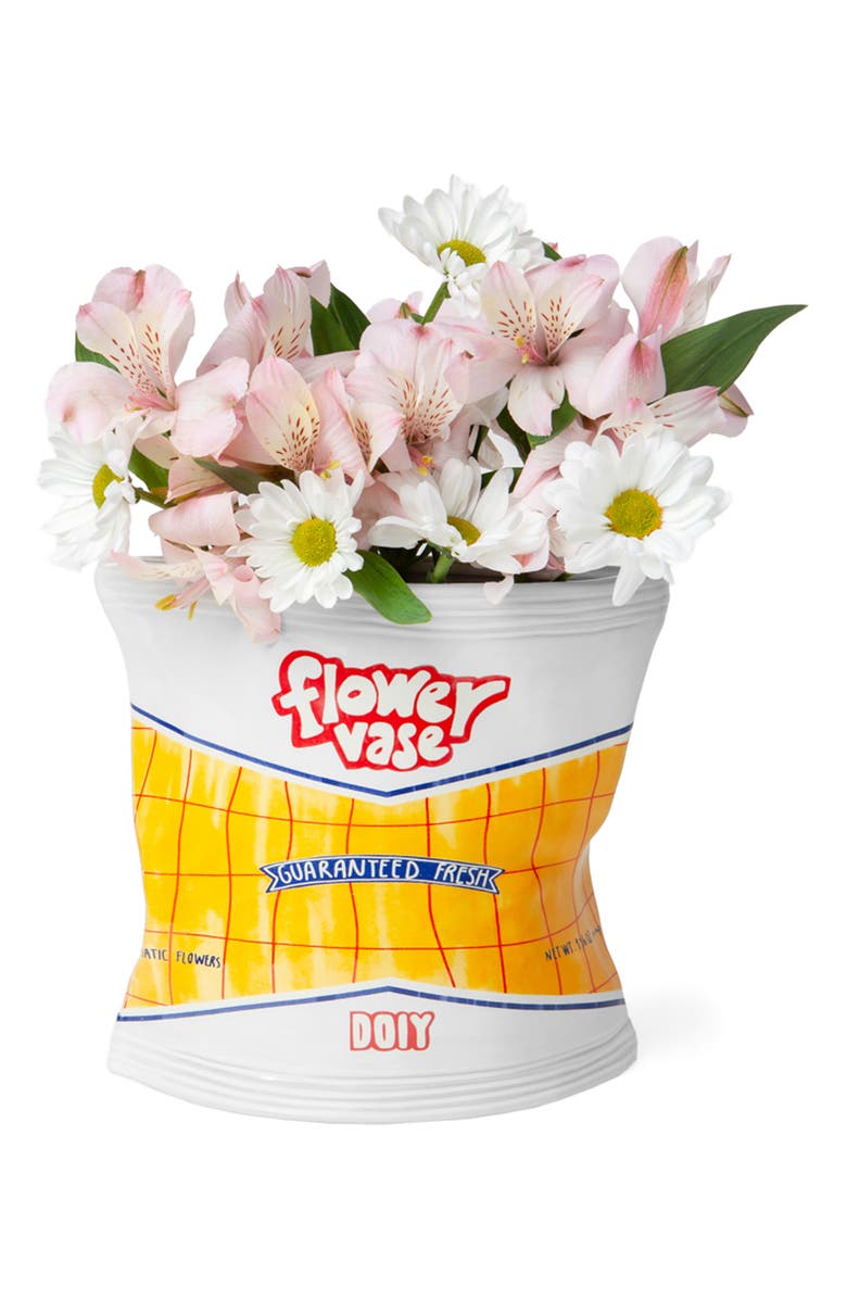 doiy Chips Bag Ceramic Vase, Alternate, color, Yellow