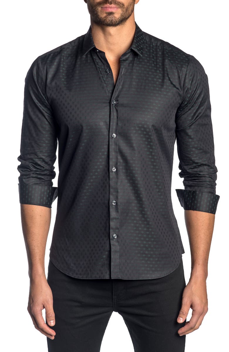 Jared Lang Slim Fit Print Button-Up Sport Shirt, Main, color,