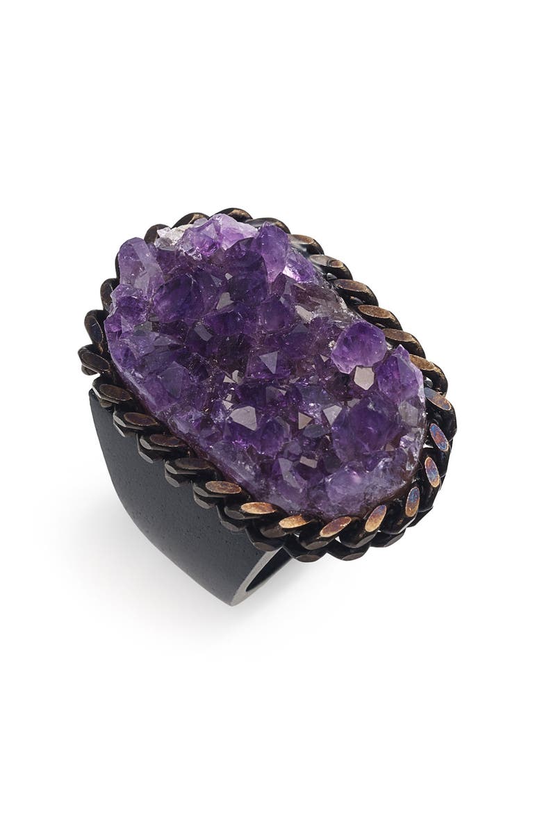 Jewelry Amethyst Cluster Ring, Main, color, EBONY