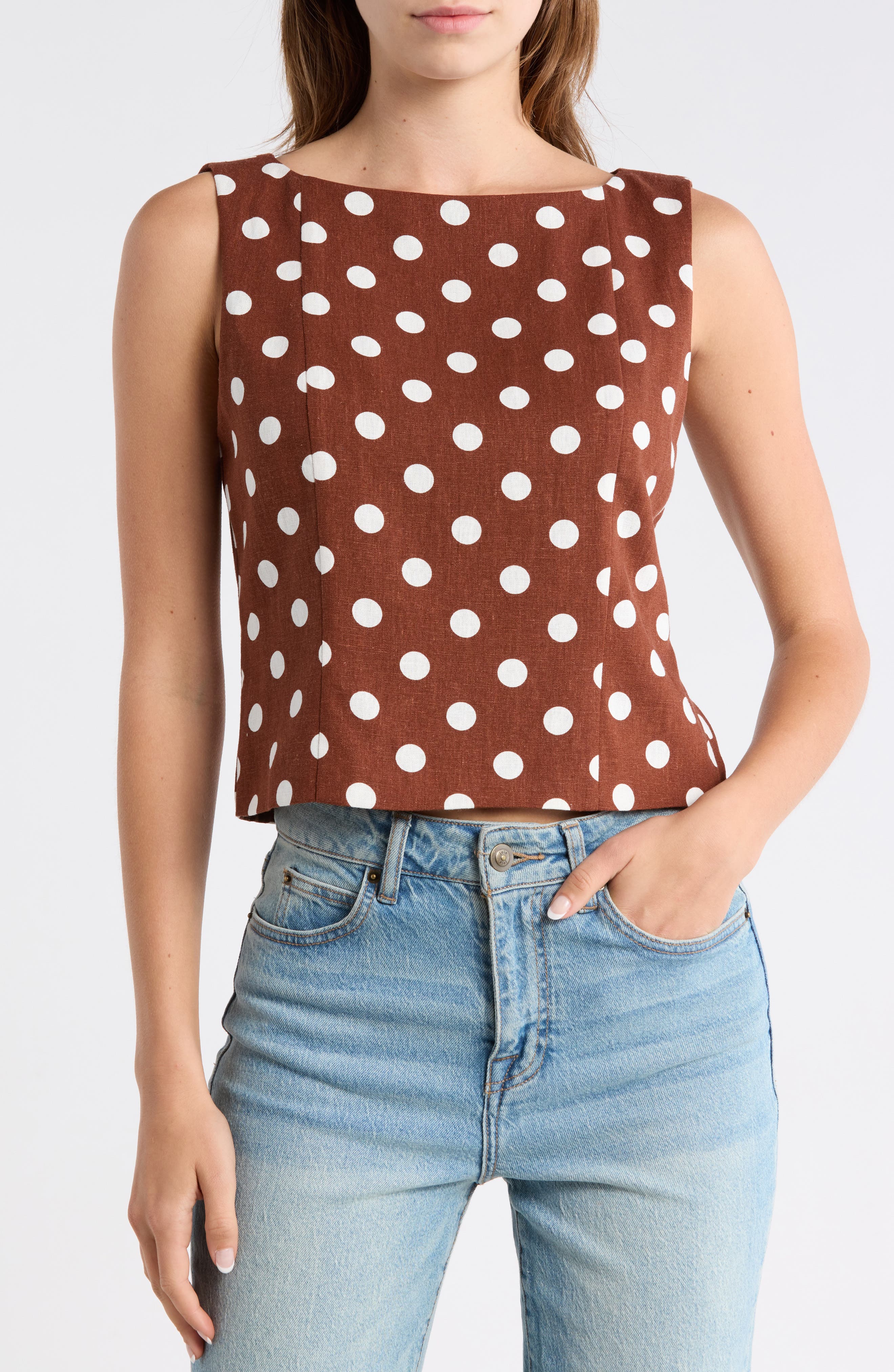 Polka Dot Linen Blend Tank - image 3
