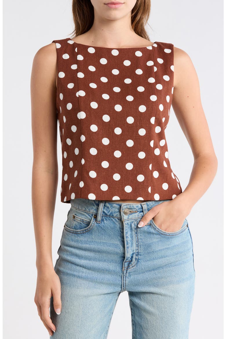 Polka Dot Linen Blend Tank, Main, color, REDWOOD POLKA DOT