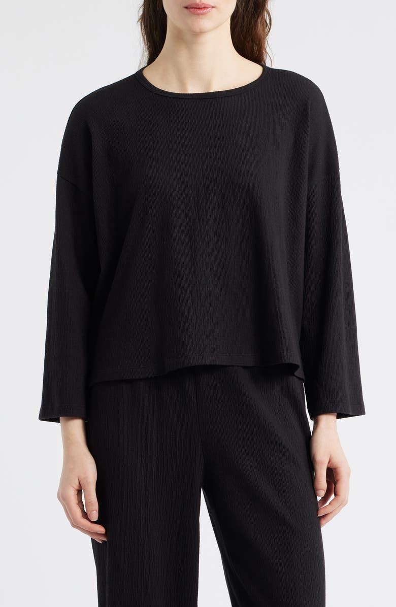 Eileen Fisher Bracelet Sleeve Top, Main, color, Black