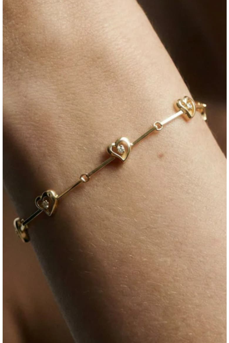 The Kaia Heart Stone Link Bracelet, Alternate, color, GOLD