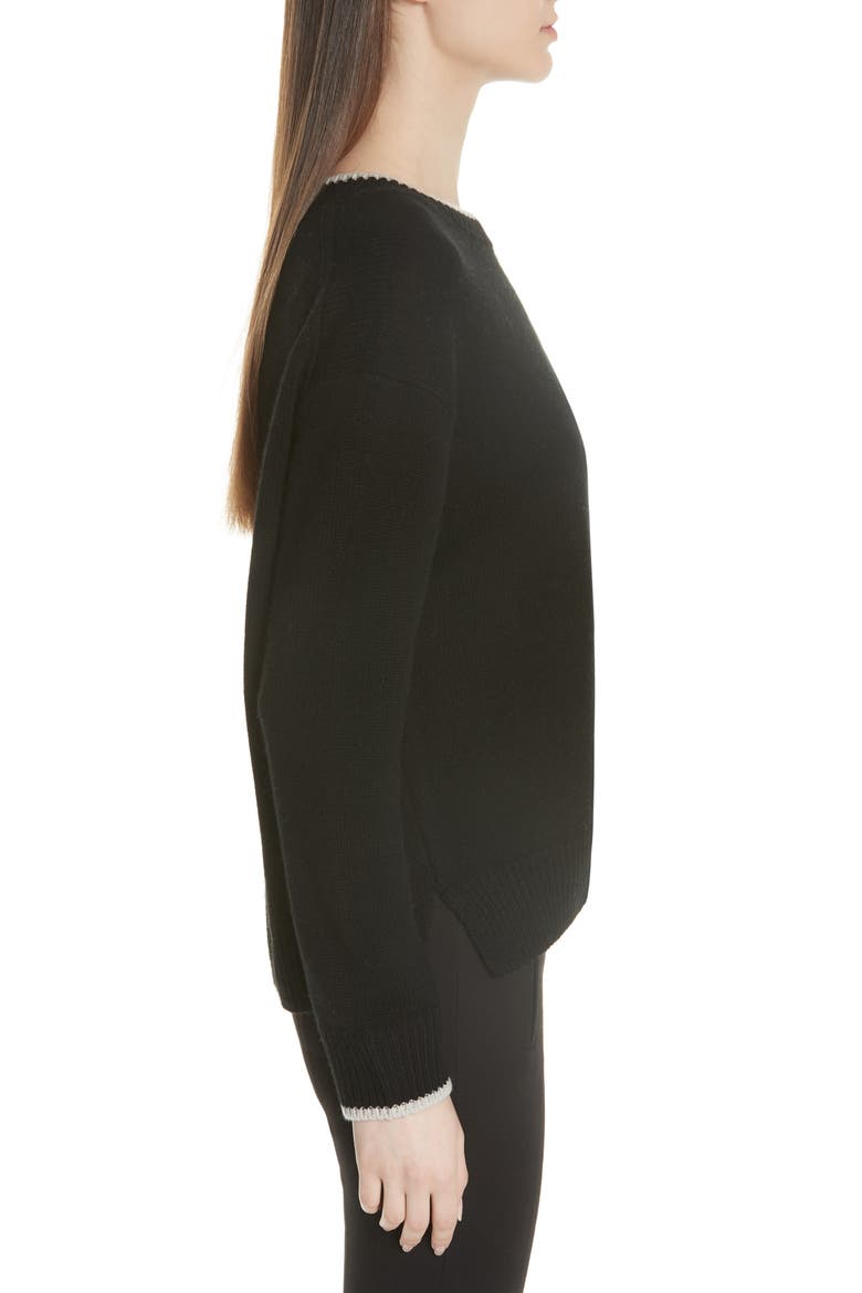Wool & Cashmere Tipped Sweater, Alternate, color, BLACK/ CHAMPAGNE