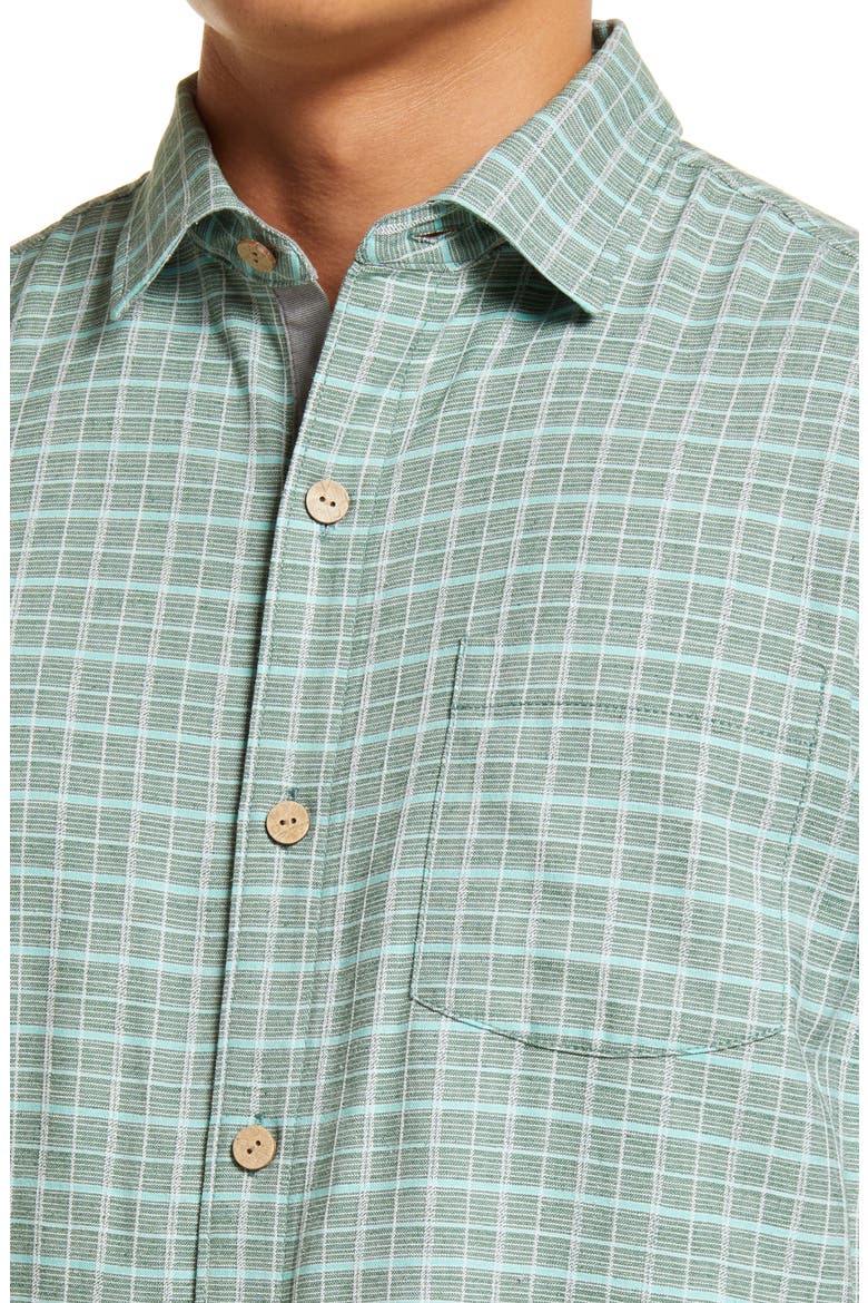 Men's Check It Out Short Sleeve Button-Up Silk Shirt, Alternate, color, SEA TURTLE GREEN