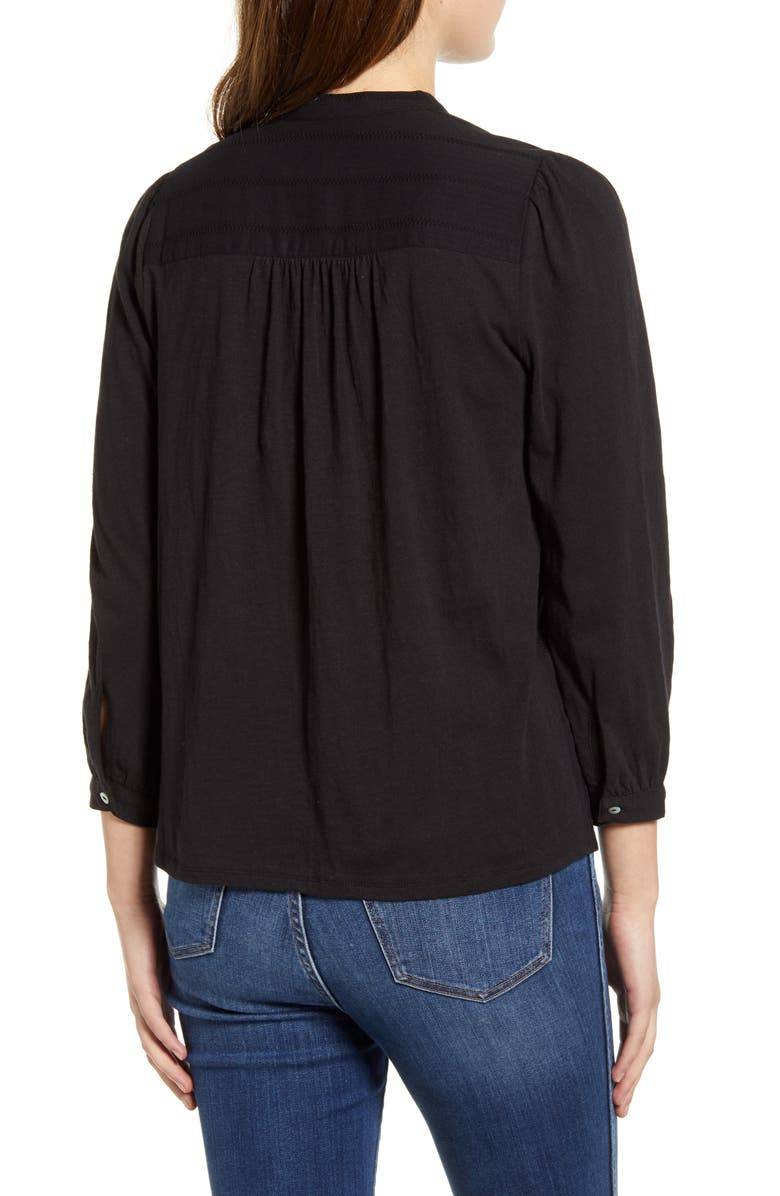 Lucky Brand Mixed Weave Button Front Top, Alternate, color, 