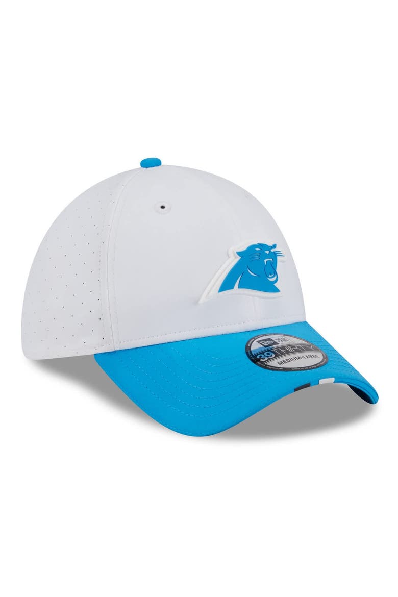 Men's New Era  White/Blue Carolina Panthers 2025 NFL Training Camp 39THIRTY Flex Hat, Alternate, color, White