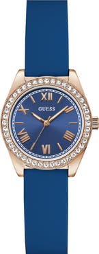 GUESS Mini Luna Silicone Strap Watch, 30mm