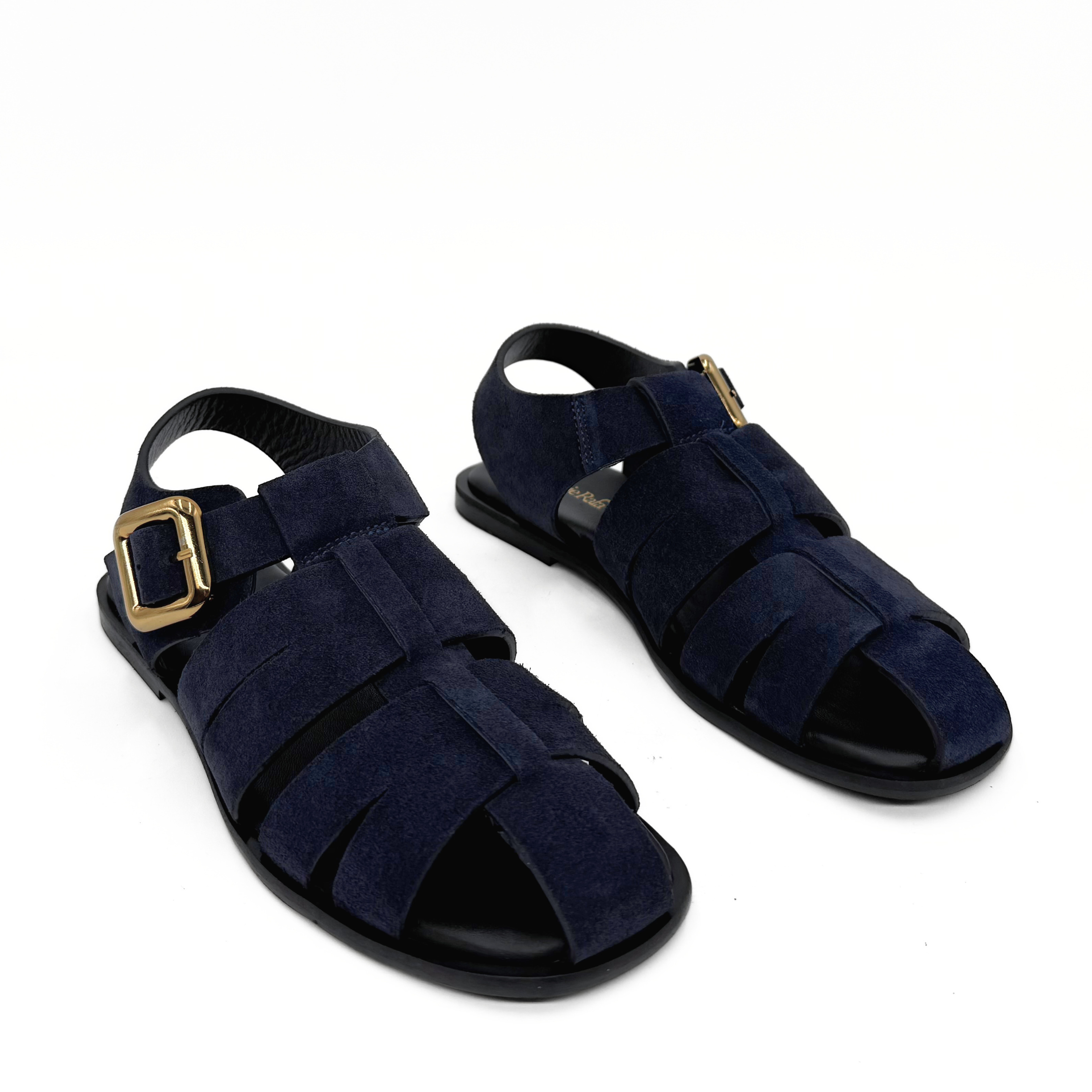 Bertha Suede Fisherman Sandals, Alternate, color, Navy