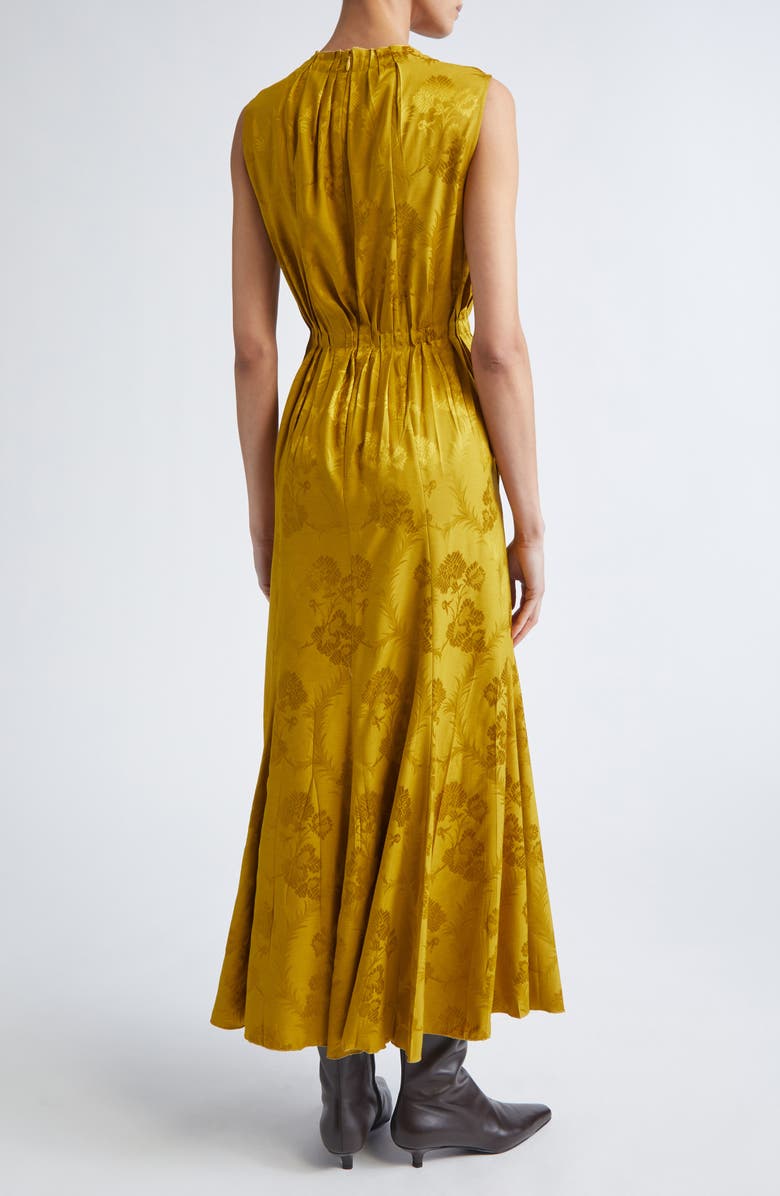 Etro Leafy Jacquard Sleeveless Midi Dress, Alternate, color, Senape