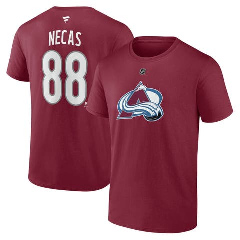 Men's Fanatics Martin Necas Burgundy Colorado Avalanche Authentic Stack Name & Number T-Shirt