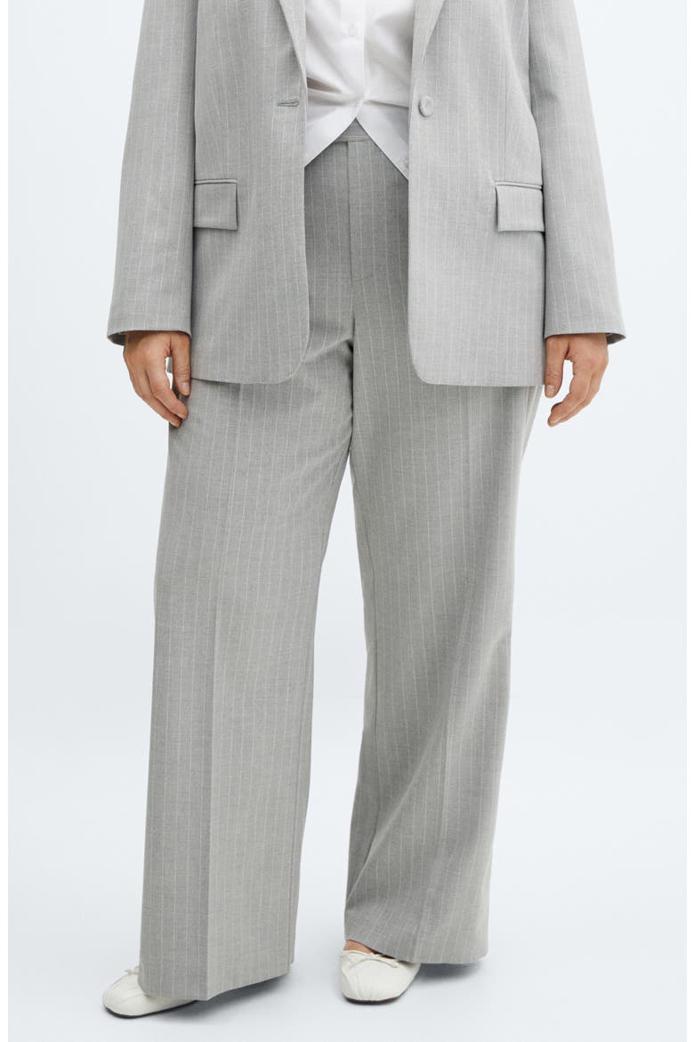Pinstripe Wide Leg Suit Pants, Alternate, color, MEDIUM HEATHER GREY