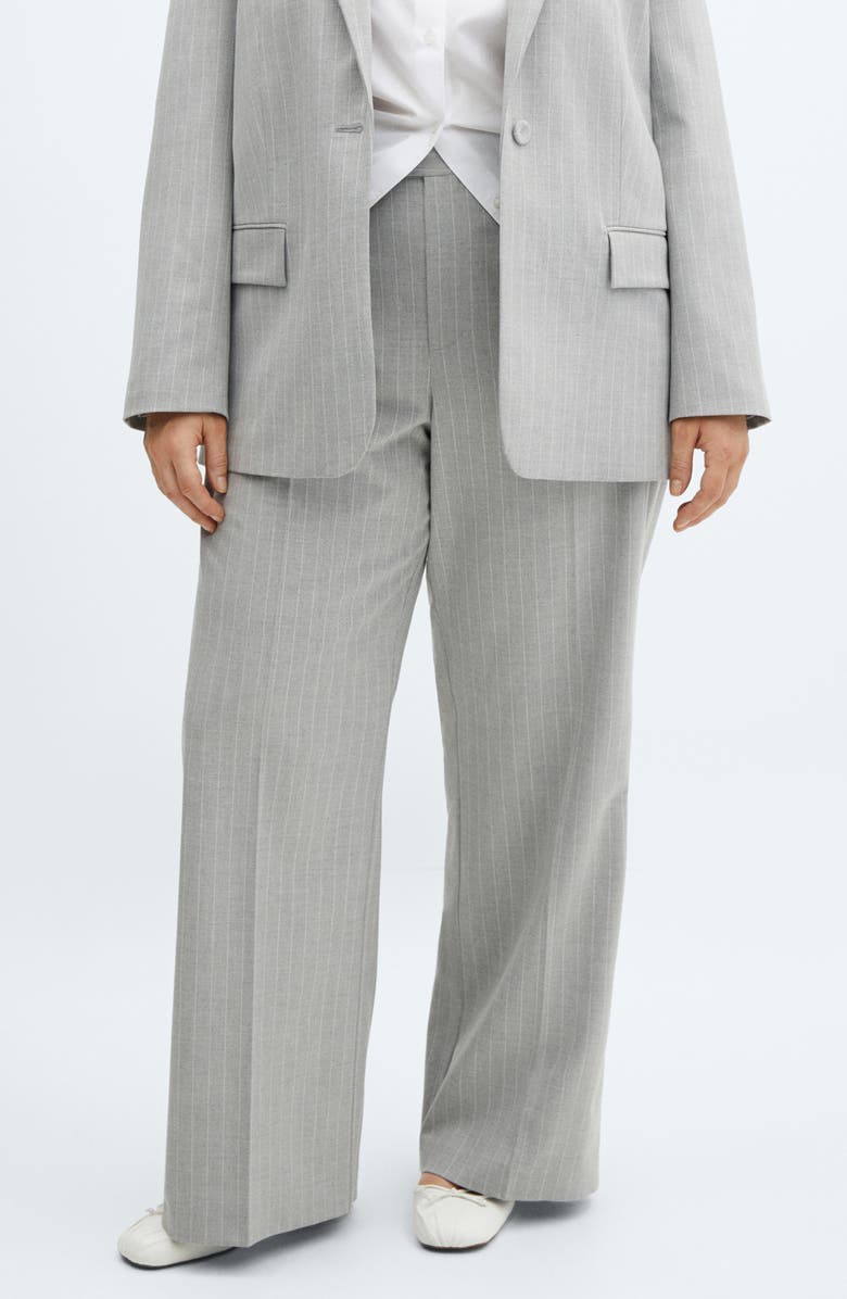 MANGO Pinstripe Wide Leg Suit Pants, Alternate, color,