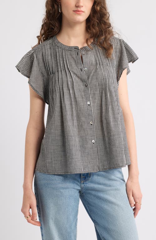 TREASURE & BOND TREASURE & BOND GINGHAM FLUTTER SLEEVE BUTTON-UP TOP 