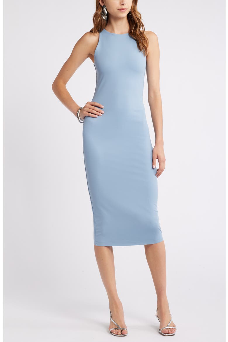 Smooth Edit Sleeveless Body-Con Midi Dress, Main, color, BLUE CHAMBRAY