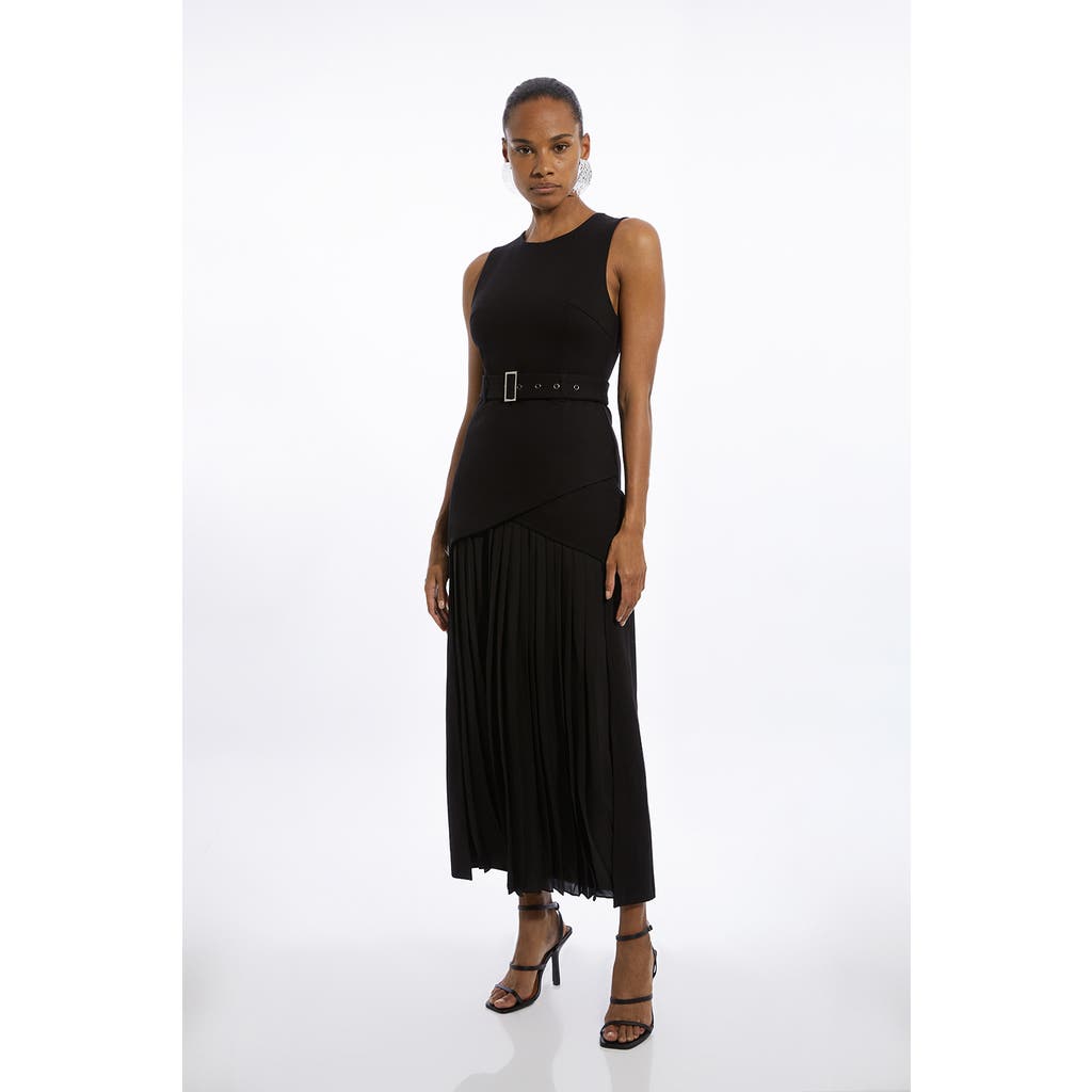 Karen Millen Jersey Pleated Maxi Dress In Black