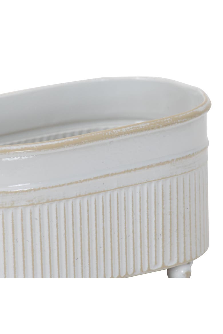 3.54" x 5.91" Antique White Metal Axl Trough Mini Planter Soap Dish, Alternate, color, White