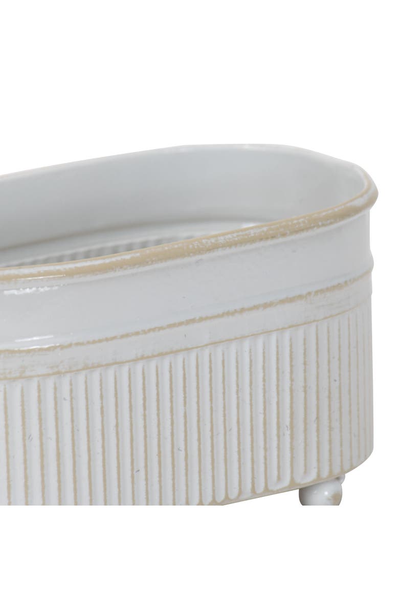 Foreside Home and Garden 3.54" x 5.91" Antique White Metal Axl Trough Mini Planter Soap Dish, Alternate, color, White