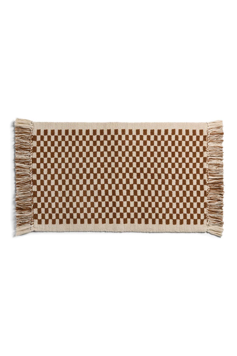 Checkered Bath Rug, Main, color, NATURAL AND TOBACCO
