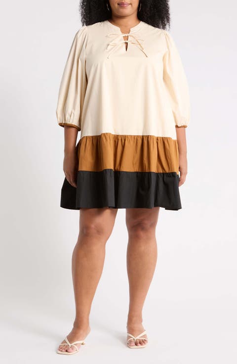 Woodlake Color Block Tiered Minidress