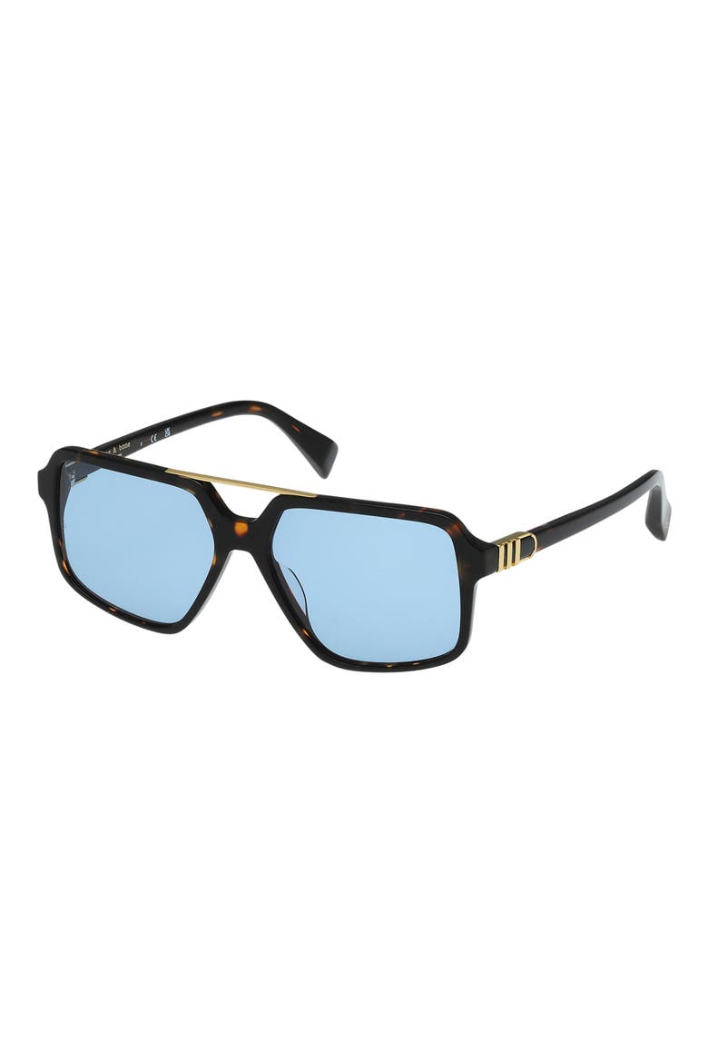 56mm Navigator Sunglasses, Alternate, color, MILKY CLASSIC TORT / BLUE