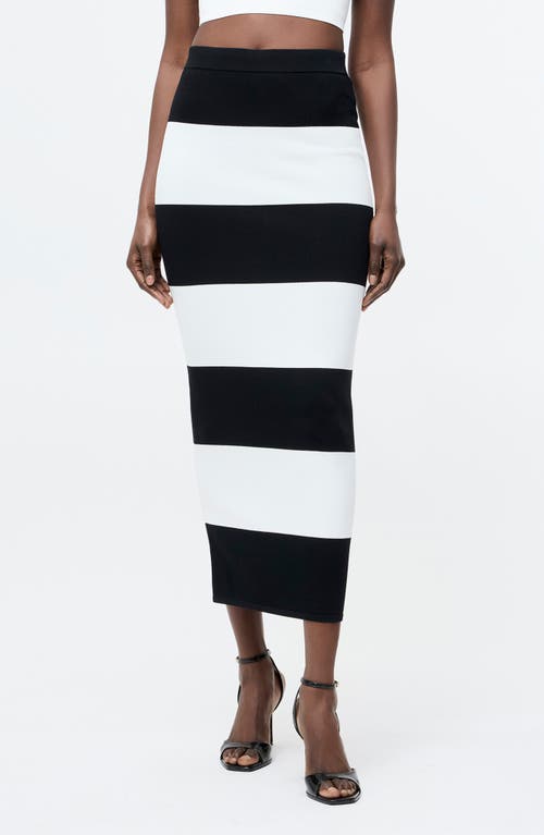 French Connection Stripe Knit Skirt In Black