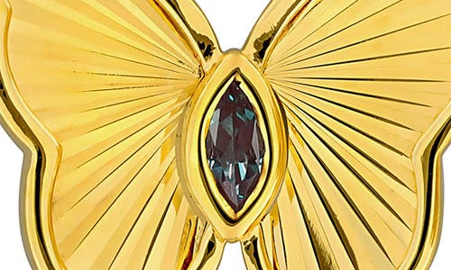 Delmar Marquise Cut Created Alexandrite Butterfly Stud Earrings In Purple/gold
