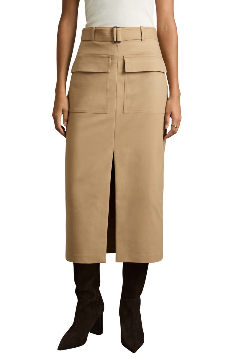 Reiss Oakley Midi Skirt, Main, color, Camel