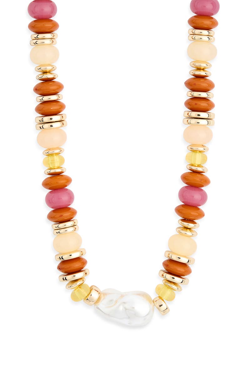 Beaded Necklace, Main, color, ORANGE COMBO