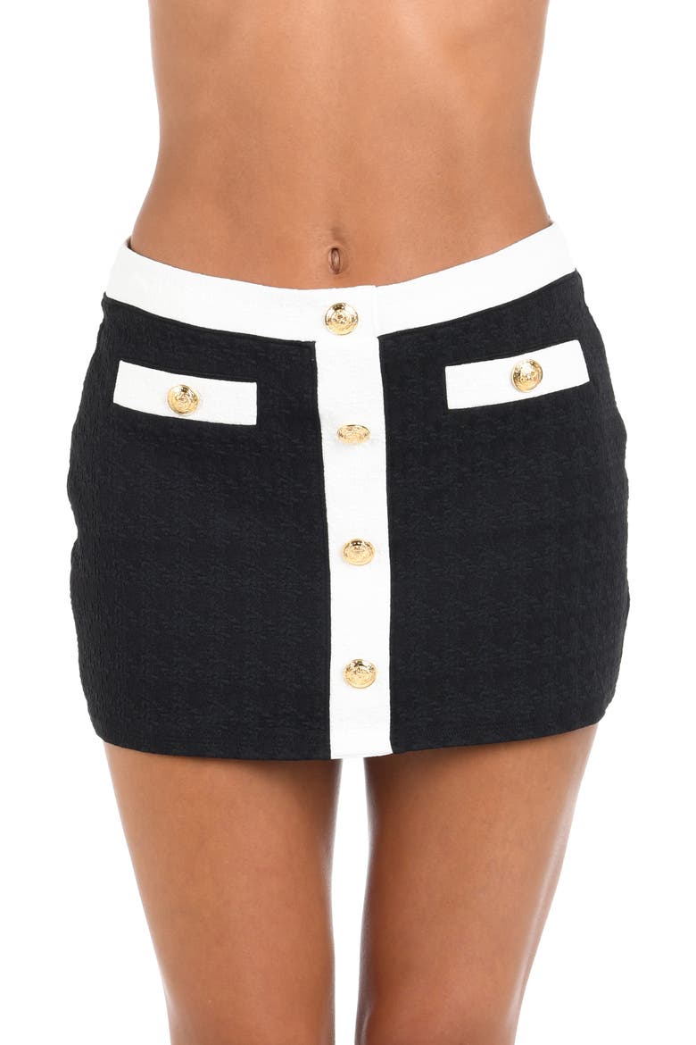 Coco Colorblock High Waist Cover-Up Skirt, Main, color, BLACK