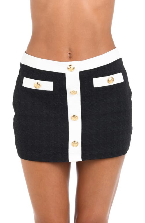 L Agence Coco Colorblock Chic Mini Skirt In Black