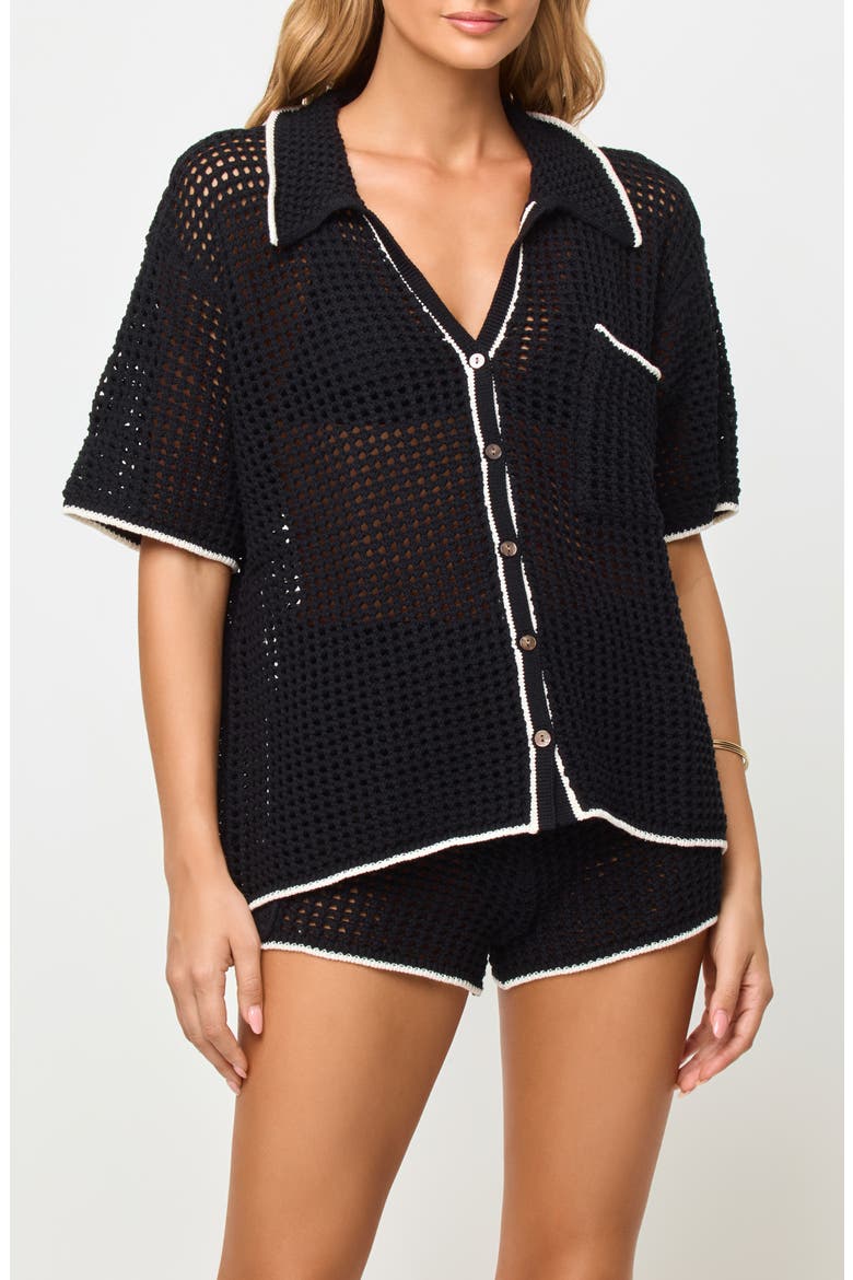Scout Cotton Cover-Up Shorts, Alternate, color, BLACK/ CREAM