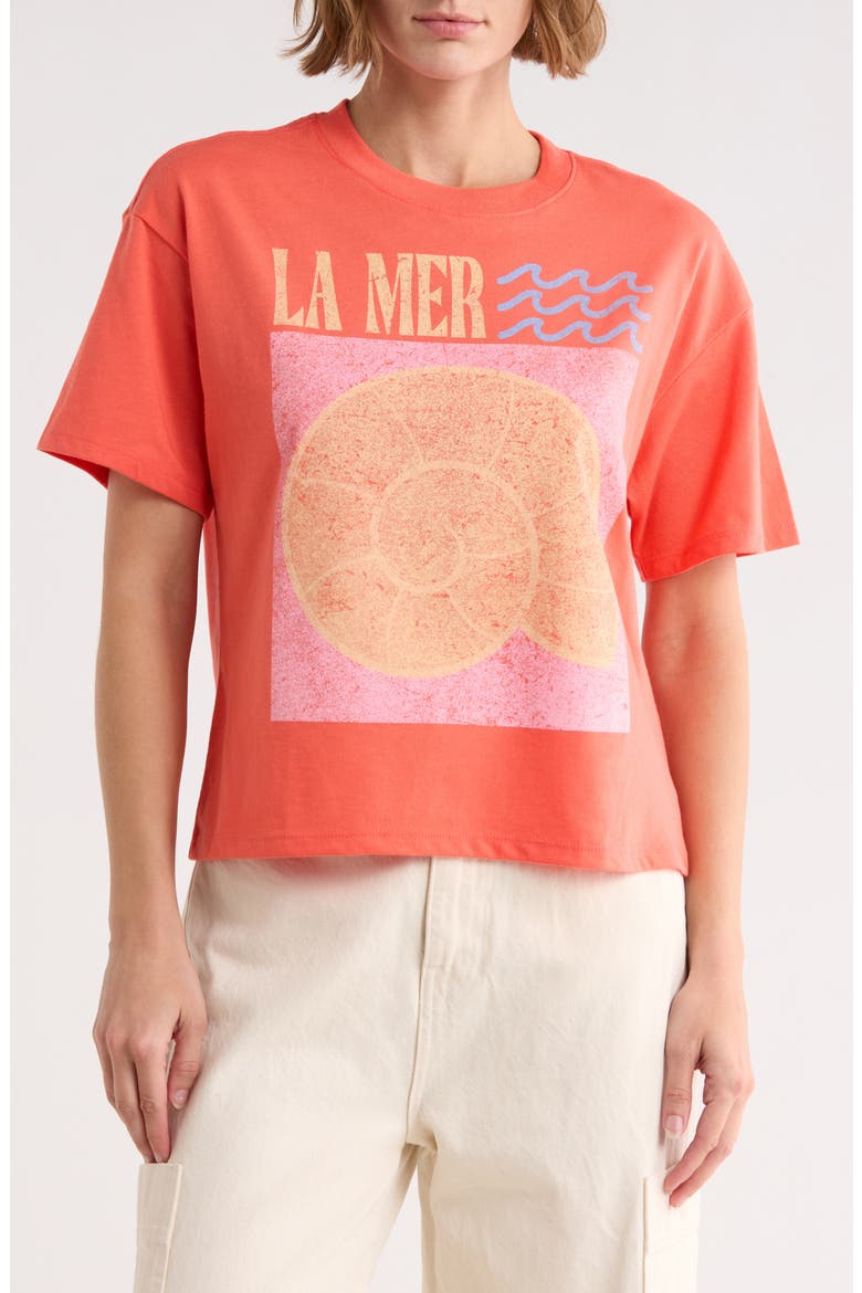 La Mer Graphic T-Shirt, Main, color, CORAL