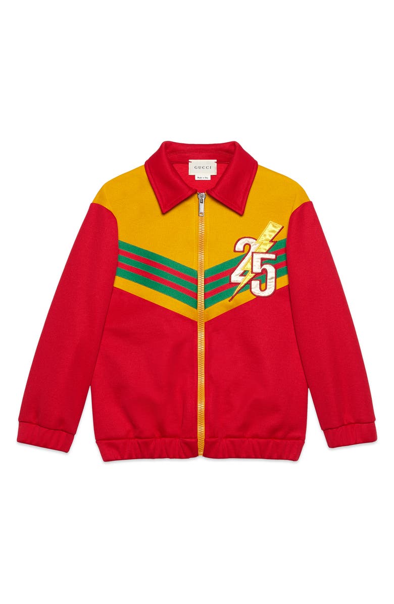 Gucci Appliqué Zip Track Jacket, Main, color, 