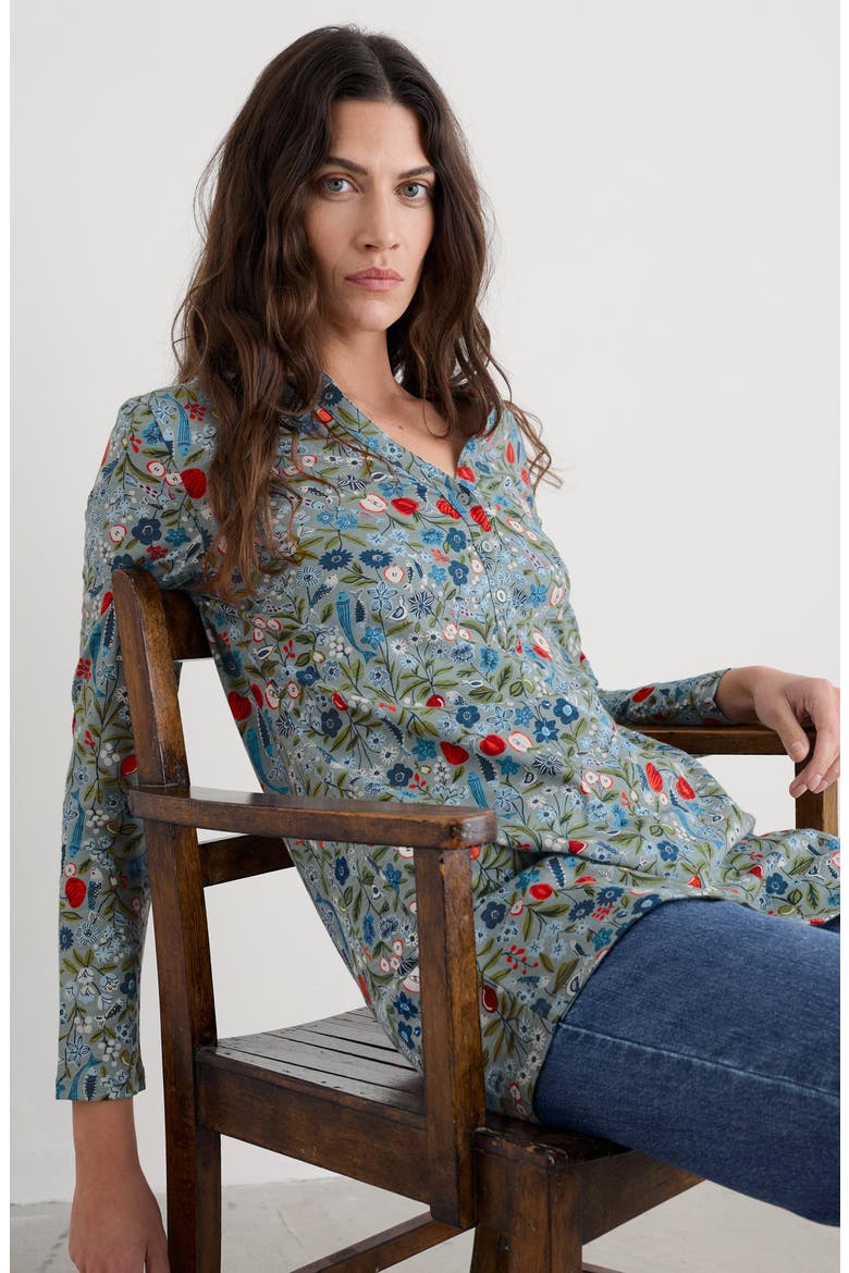 Moon Window Floral Organic Cotton Tunic, Alternate, color, STILL LIFE SEA HOLLY