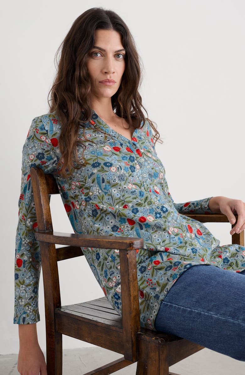 Seasalt Cornwall Moon Window Floral Organic Cotton Tunic, Alternate, color, Still Life Sea Holly