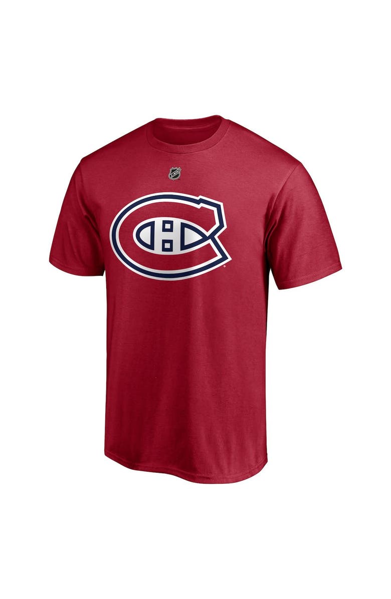 FANATICS Men's Fanatics Branded Cole Caufield Red Montreal Canadiens Authentic Stack Name & Number T-Shirt, Alternate, color,