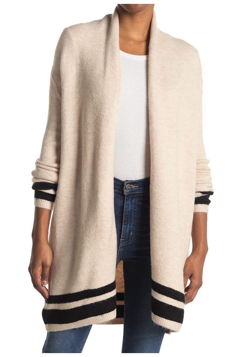 cupcakes and cashmere Hank Stripe Shawl Collar Cardigan, Main, color, 