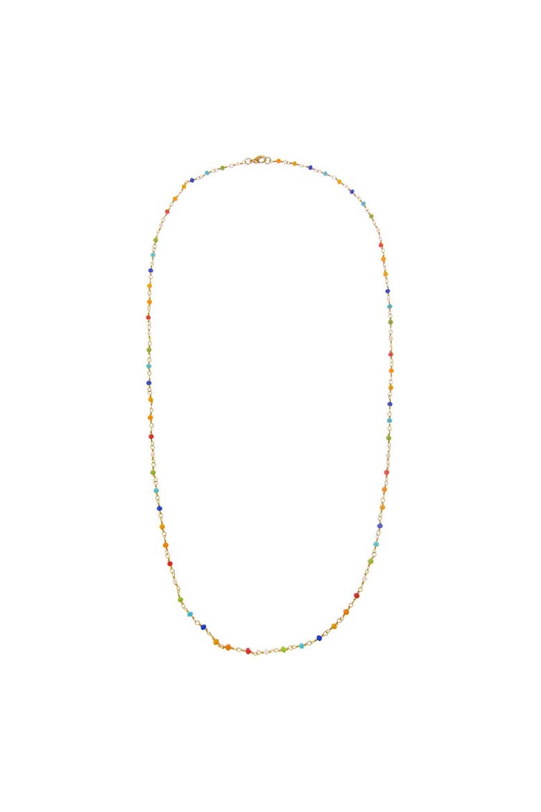 Extra Long Colored Bead Chain W/ Gold Necklace, Main, color, Multi Color