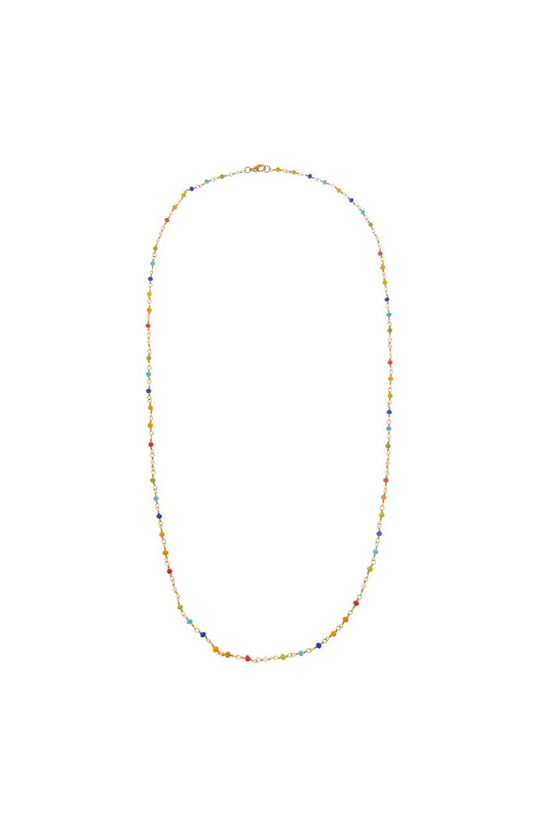 BY ADINA EDEN Extra Long Colored Bead Chain W/ Gold Necklace, Main, color, Multi Color