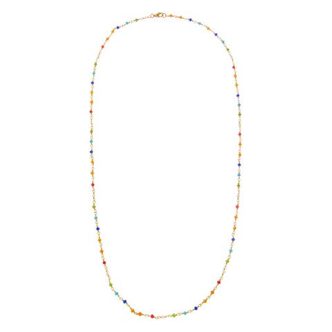 Extra Long Colored Bead Chain W/ Gold Necklace