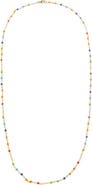 BY ADINA EDEN Extra Long Colored Bead Chain W/ Gold Necklace