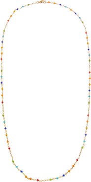 BY ADINA EDEN Extra Long Colored Bead Chain W/ Gold Necklace